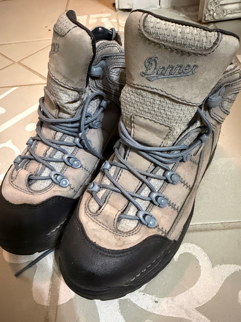 Danner Taupe and Black Suede Leather Hiking Boots